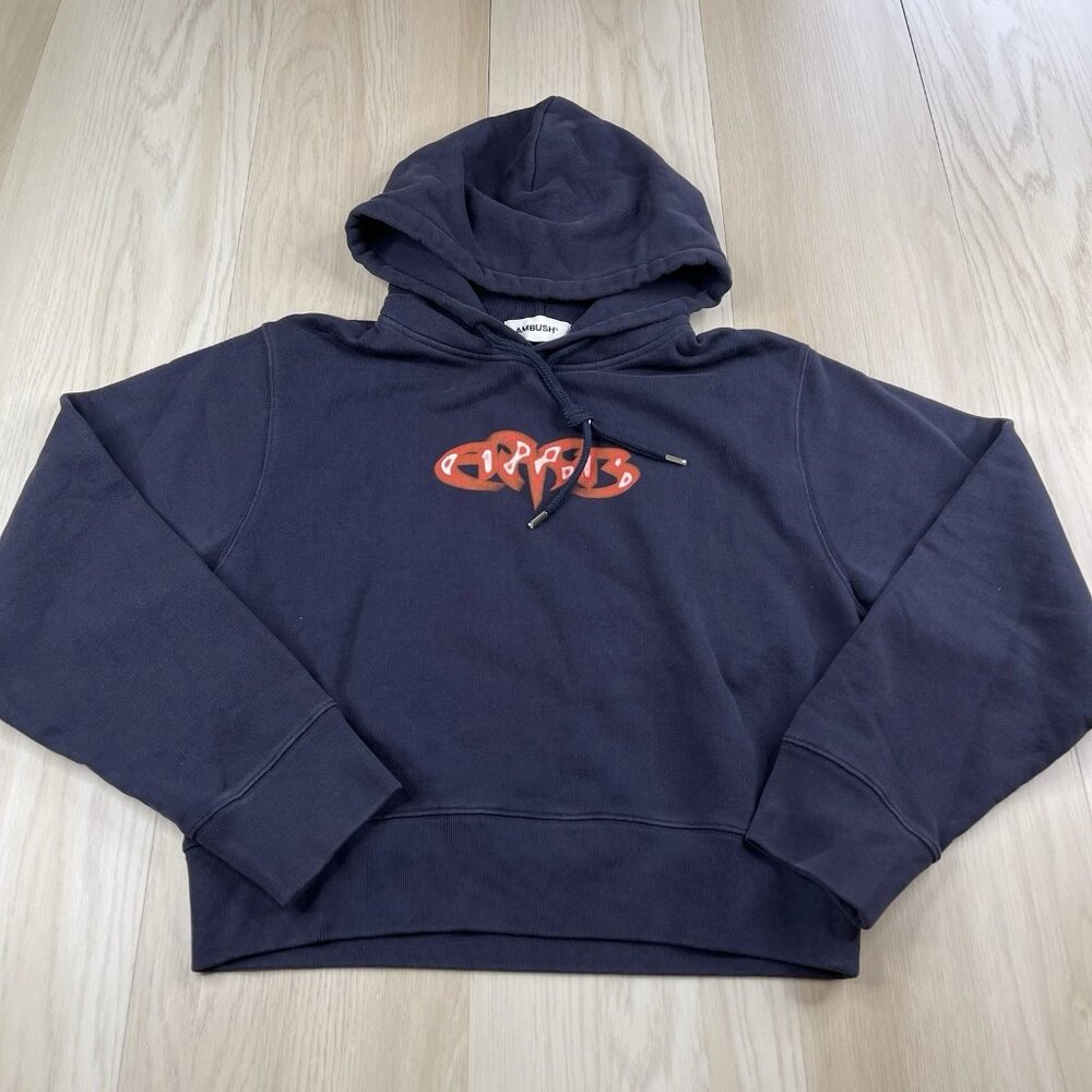 AMBUSH Graphic Baby Hoodie Navy Valiant Women’s Size M Medium Cotton Terry